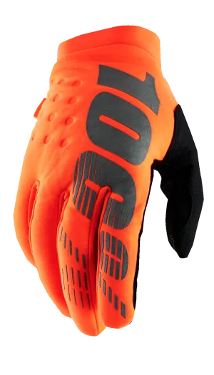 100% Brisker Gloves - Fluo Orange/Black - Large 10003-00012