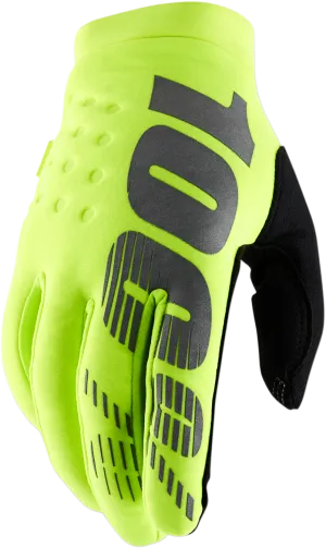 100% Brisker Gloves - Fluo Yellow - Medium 10003-00016