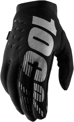 100% Youth Brisker Gloves - Black/Gray - Large 10004-00002