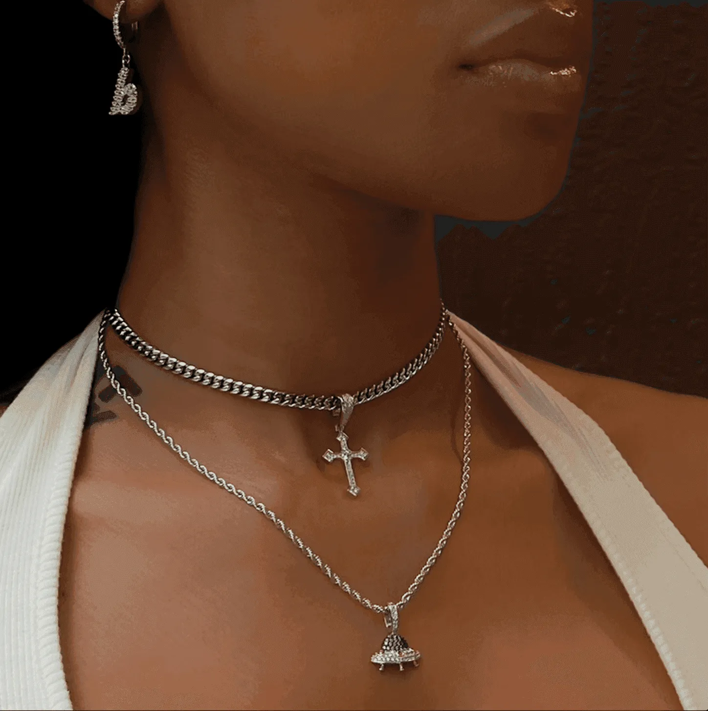 2 Chains   2 Pendants - White Gold