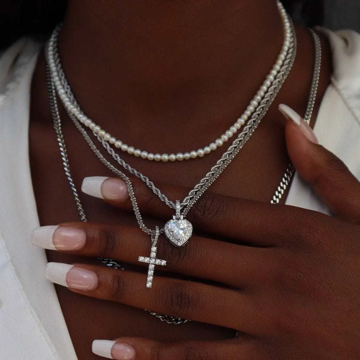 2 Chains   2 Pendants - White Gold