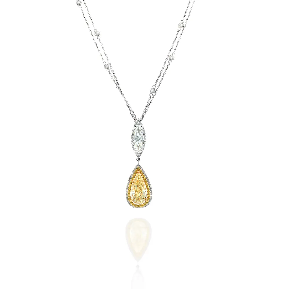 2.28ct Fancy Yellow Diamond White Gold Necklace