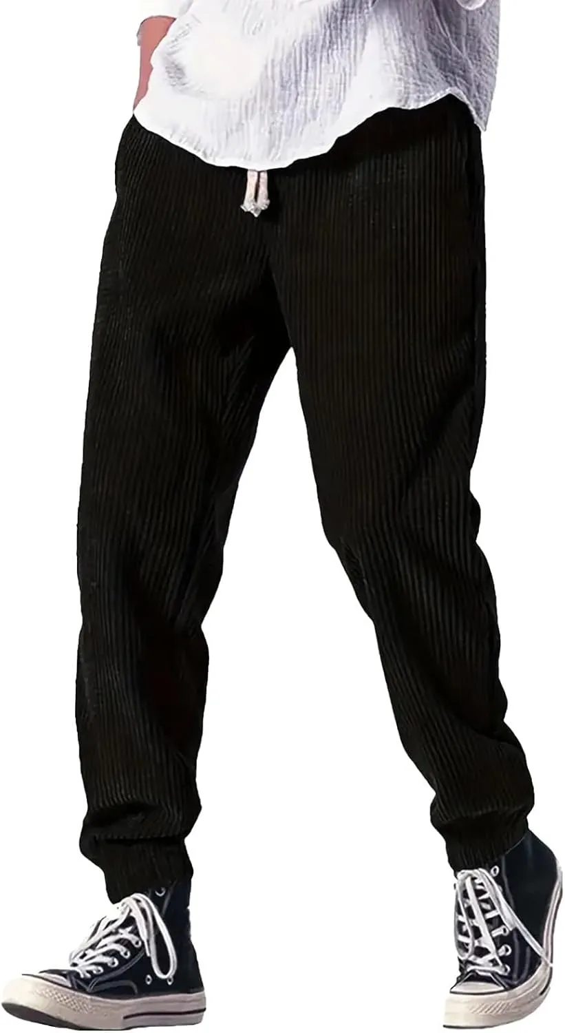Active Cargo Pants for Men, Mens Slim Fit Comfort Stretch Skinny Tapered Dress Pants, Casual Solid Color Soft Trousers