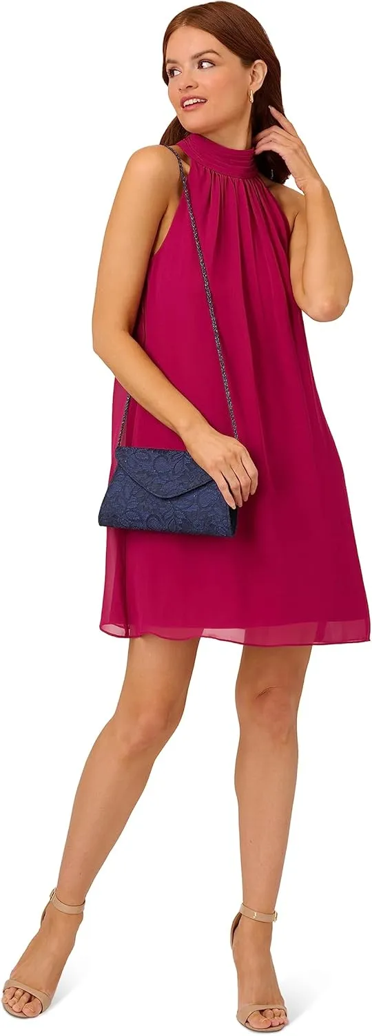 Adrianna Papell Women's Mockneck Chiffon Jersey Dress