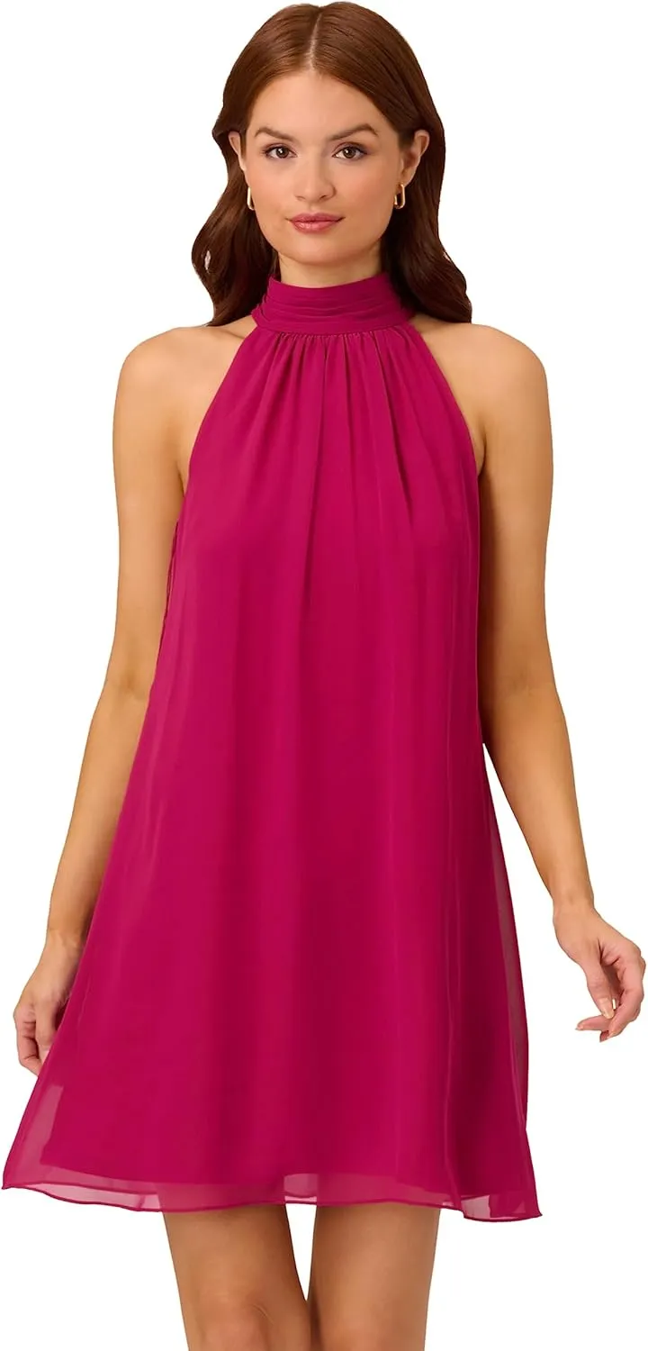 Adrianna Papell Women's Mockneck Chiffon Jersey Dress