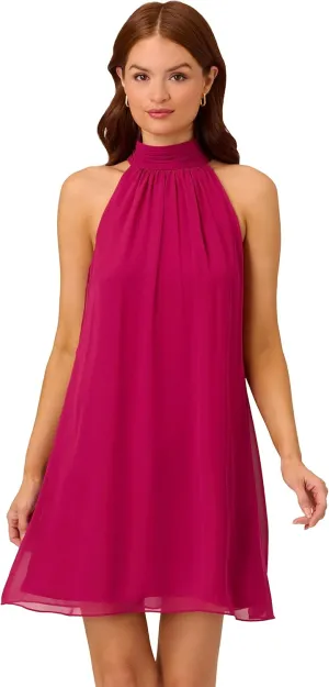 Adrianna Papell Women's Mockneck Chiffon Jersey Dress