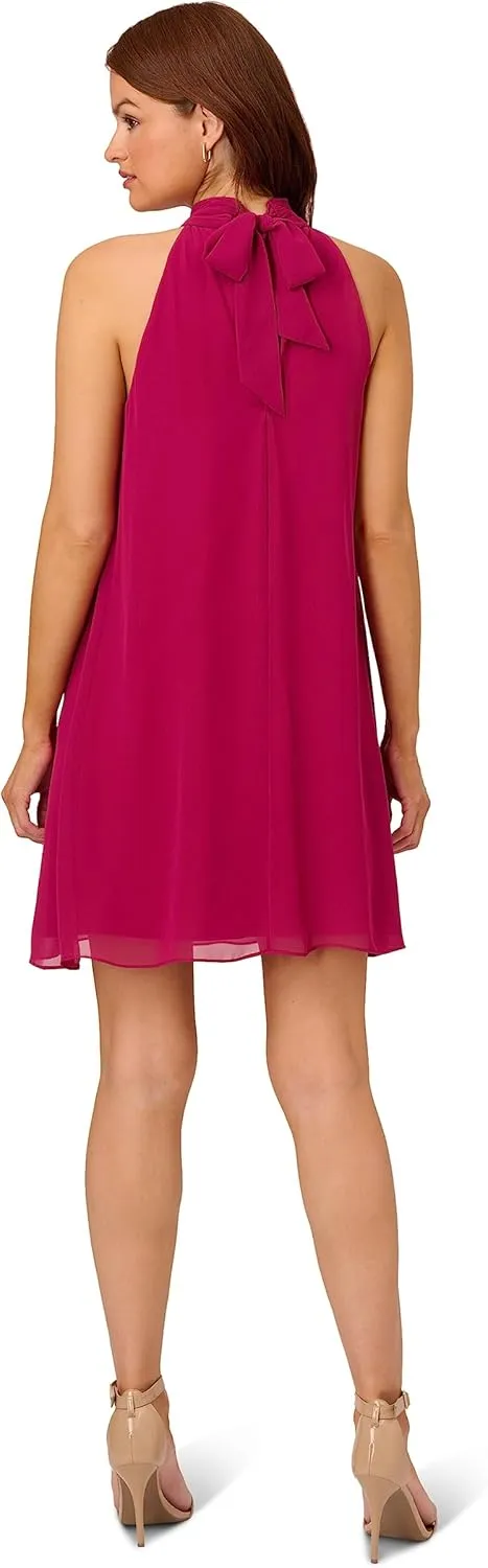 Adrianna Papell Women's Mockneck Chiffon Jersey Dress