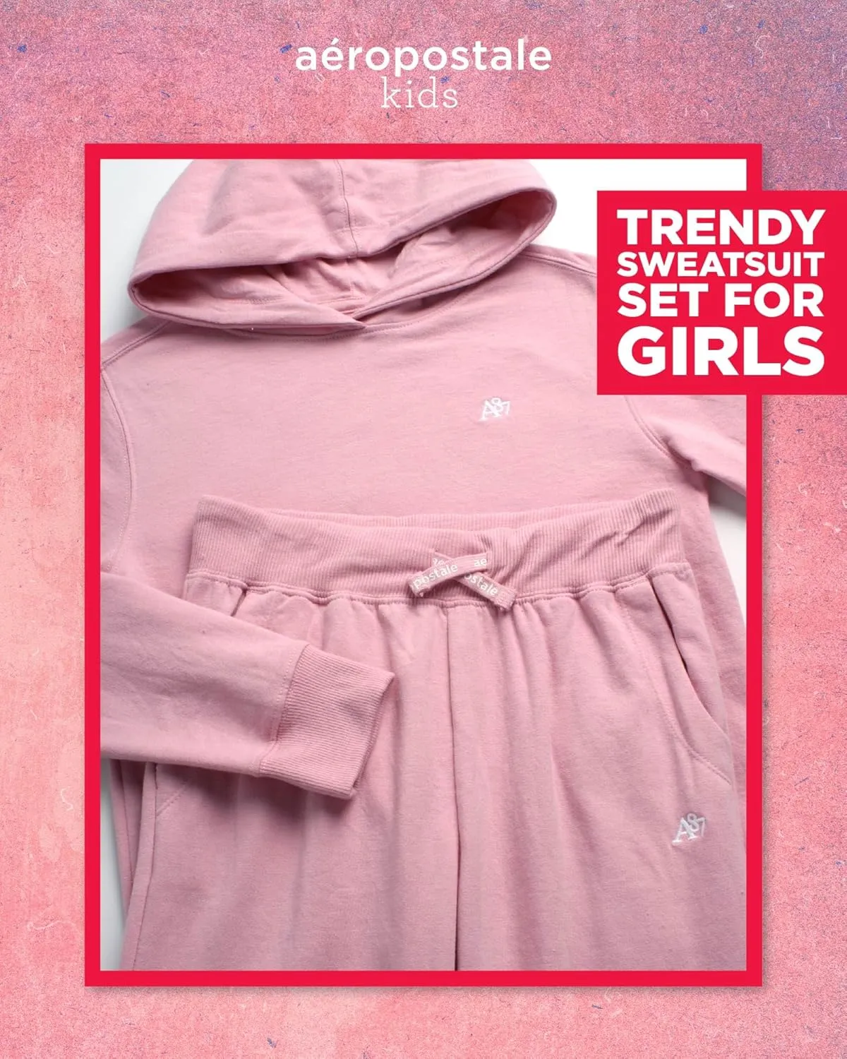 AEROPOSTALE Girls Sweatsuit Set - 2 Piece Fleece Hoodie Sweatshirt, Flare Jogger Sweatpants - Track Suit Set for Girls, 7-16