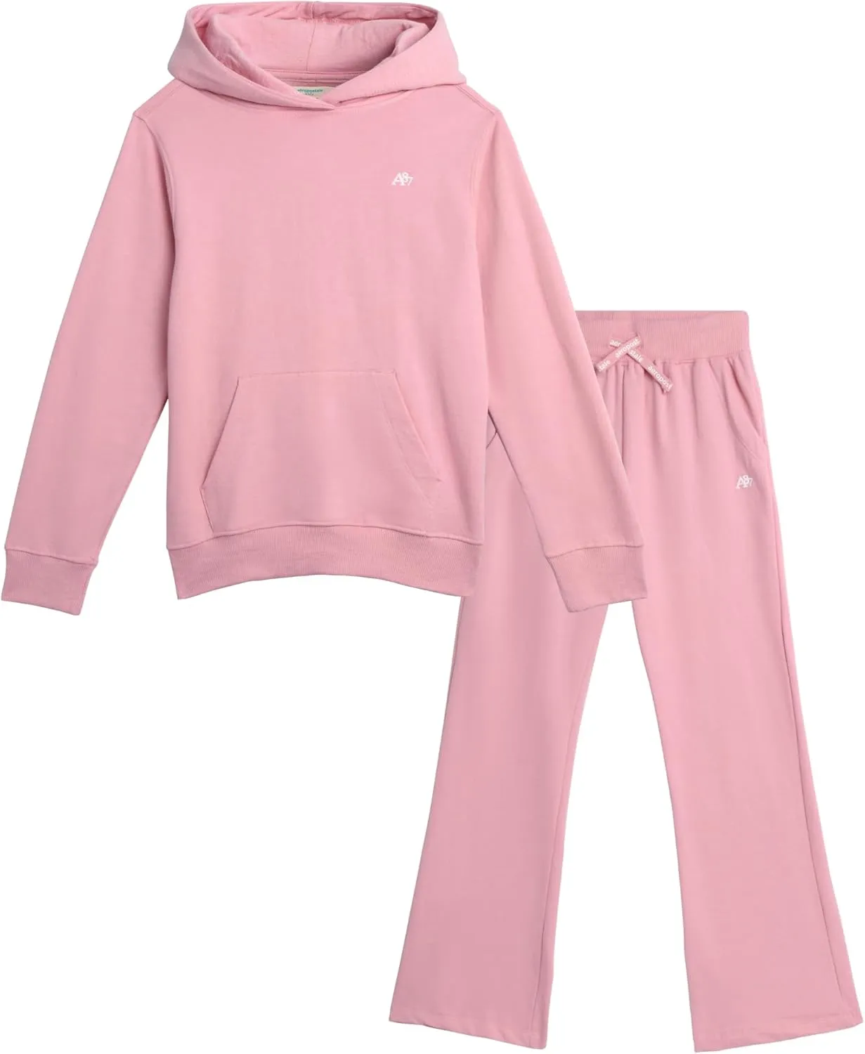AEROPOSTALE Girls Sweatsuit Set - 2 Piece Fleece Hoodie Sweatshirt, Flare Jogger Sweatpants - Track Suit Set for Girls, 7-16
