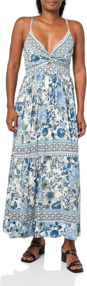 Angie Women's Floral Maxi Dress with Cutout