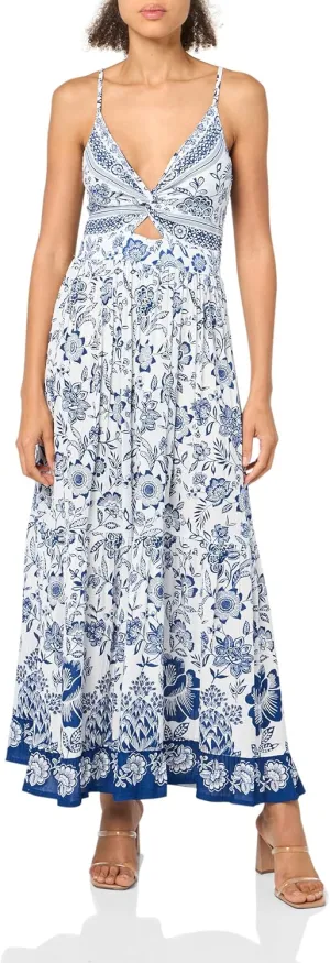 Angie Women's Floral Maxi Dress with Cutout