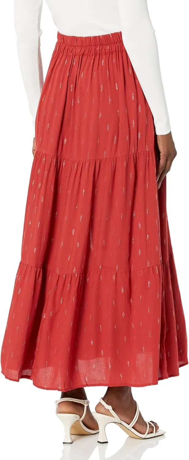 Angie Women's Maxi Skirt with Lurex Threads and Side Slit