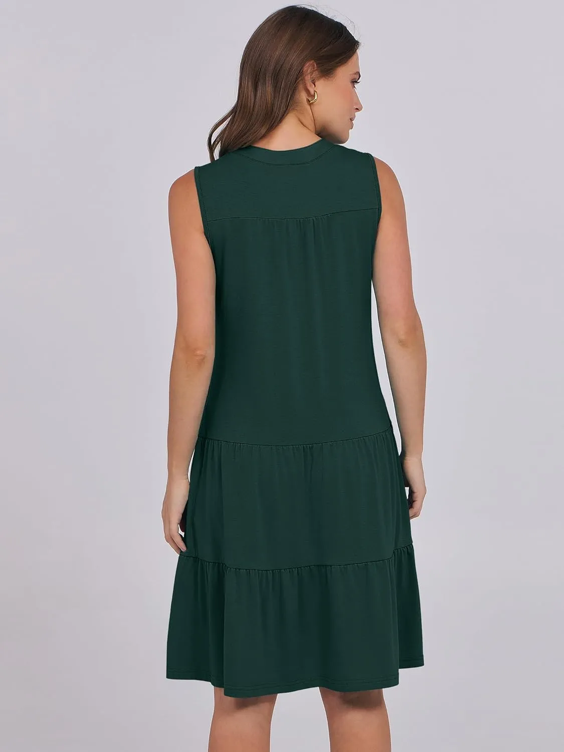 ANRABESS Womens Mini Dresses Sleeveless V Neck Tiered Swing Going Out Beach Vacation Sundress 2025 Summer Casual Outfits