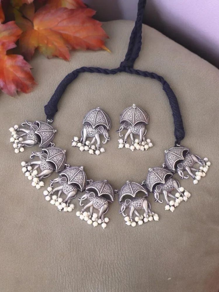 Antique Bharani Oxidised Jewellery Set