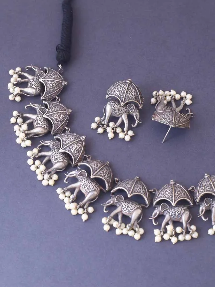 Antique Bharani Oxidised Jewellery Set