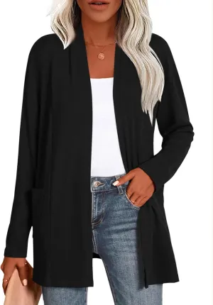 Anymiss Womens Lightweight Cardigan Sweaters with Pockets Long Sleeve Plus Size Jackets M-4XL