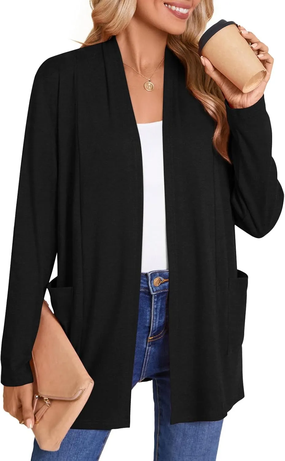Anymiss Womens Lightweight Cardigan Sweaters with Pockets Long Sleeve Plus Size Jackets M-4XL