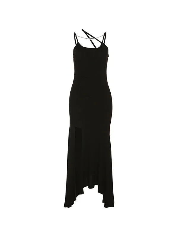 Asymmetric High Slit Bodycon Maxi Dresses