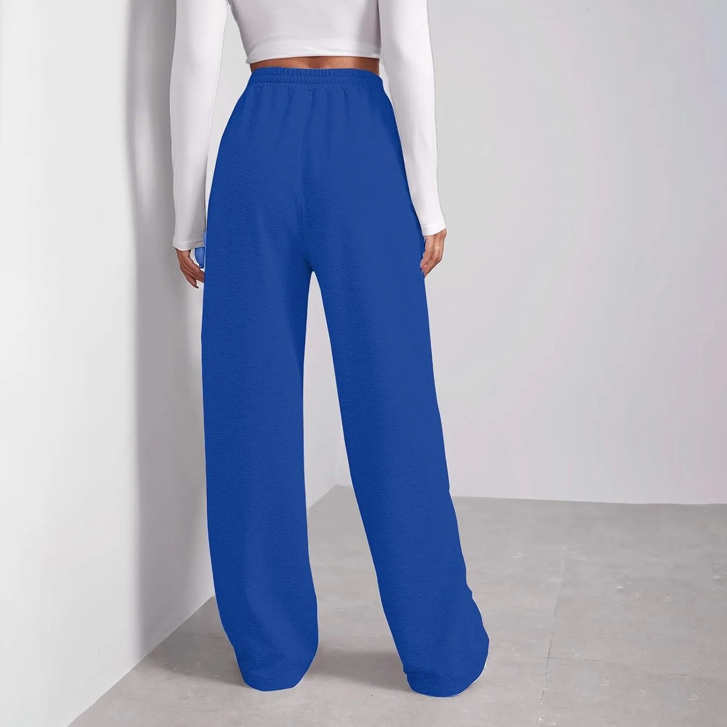Baggy Wide Leg Sweatpants for Women Fleece Joggers with Pockets Comfy High Waist Lounge Pants Drawstring Sweat Pants