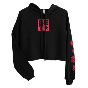 BET Icons Women's Fleece Crop Hooded Sweatshirt