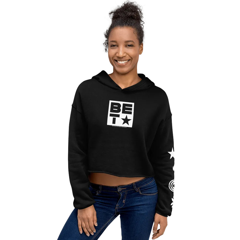 BET Icons Women's Fleece Crop Hooded Sweatshirt