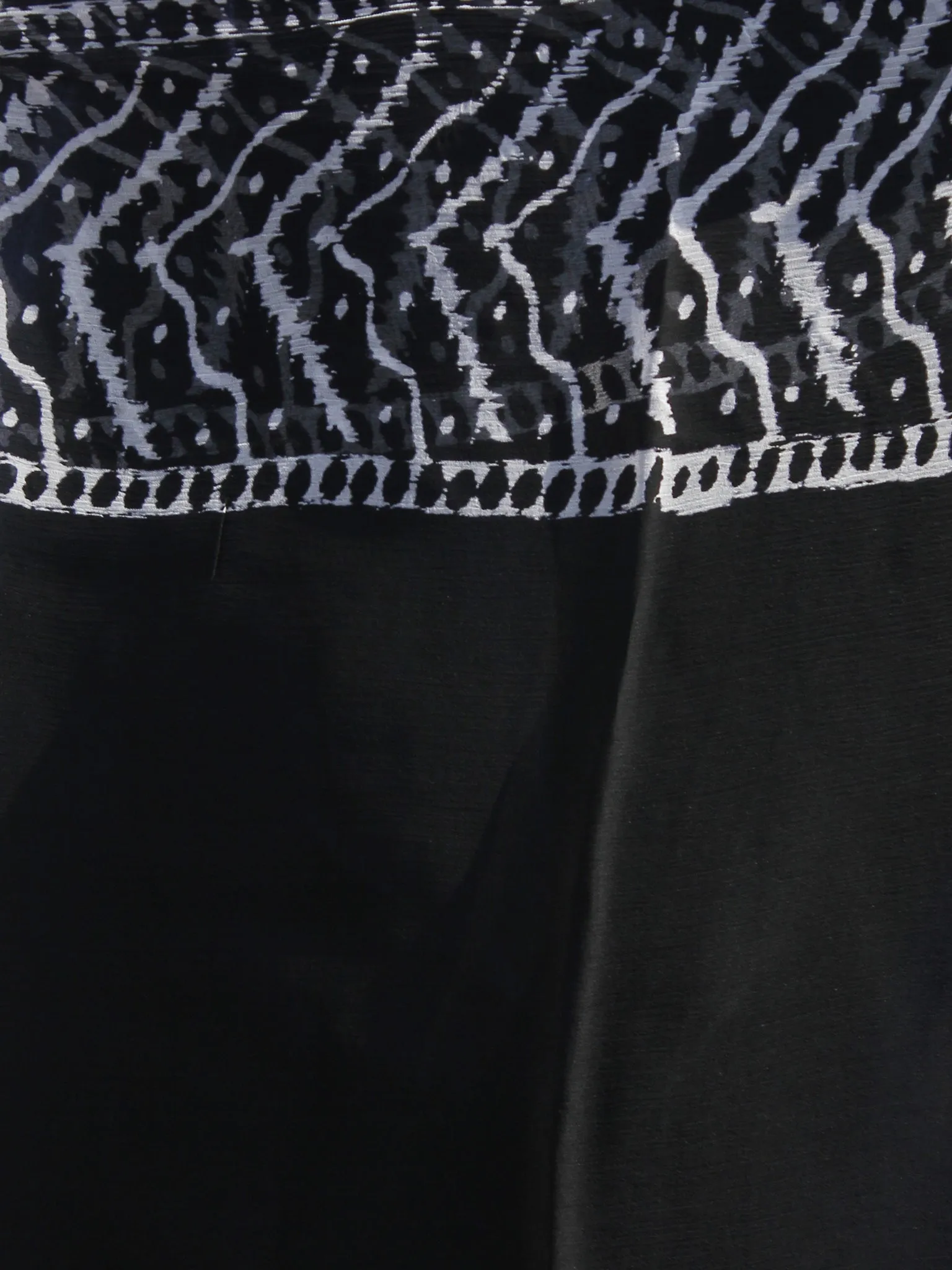 Black White Grey Maroon Hand Block Printed Chiffon Saree - S031702328