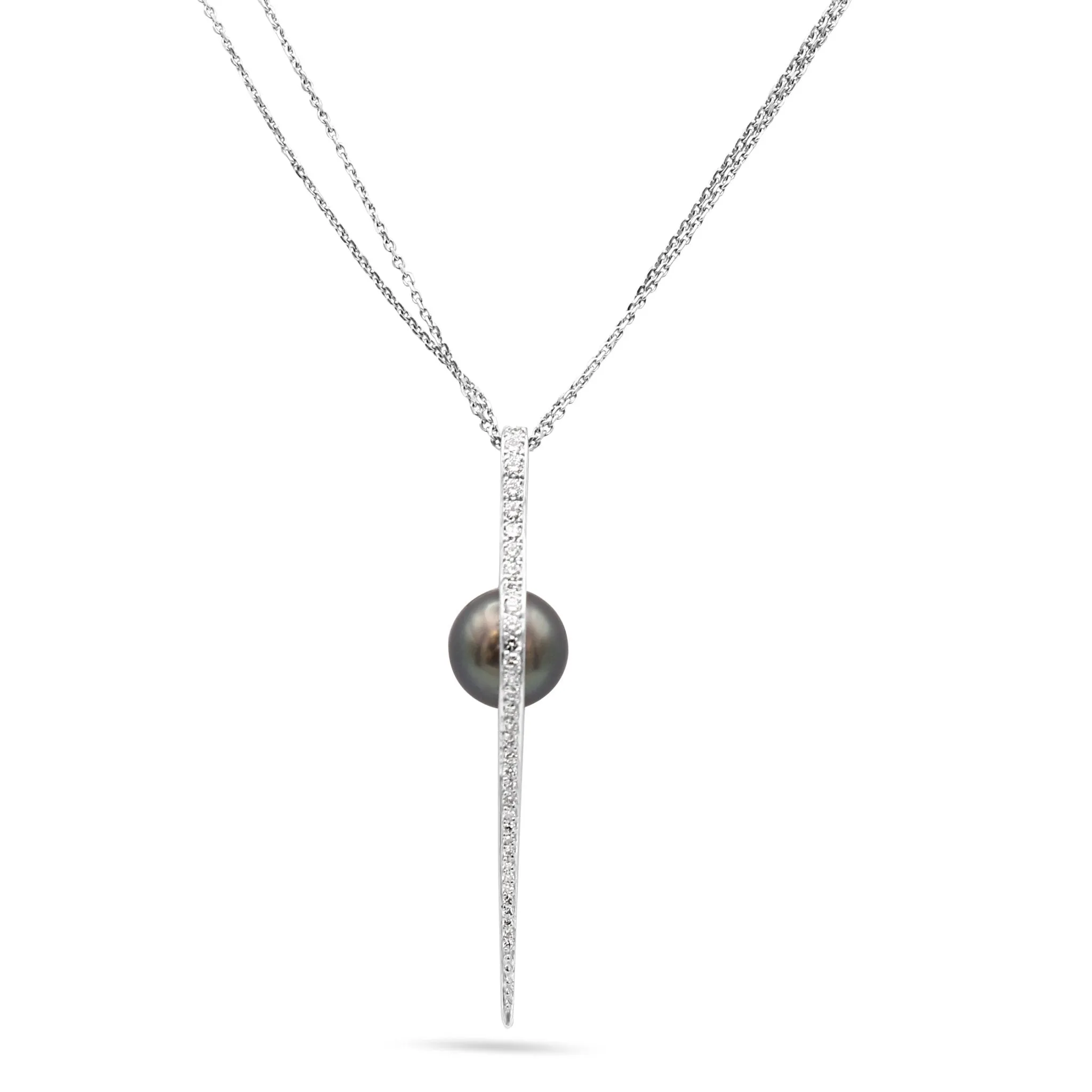 Boodles Cutting Edge Tahitian Pearl & Diamond Pendant On Necklace