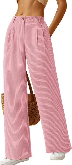 BTFBM Women Striped Dress Pants 2025 Spring Business Casual Outfits Wide Leg Long Palazzo Pants Work Office Trousers