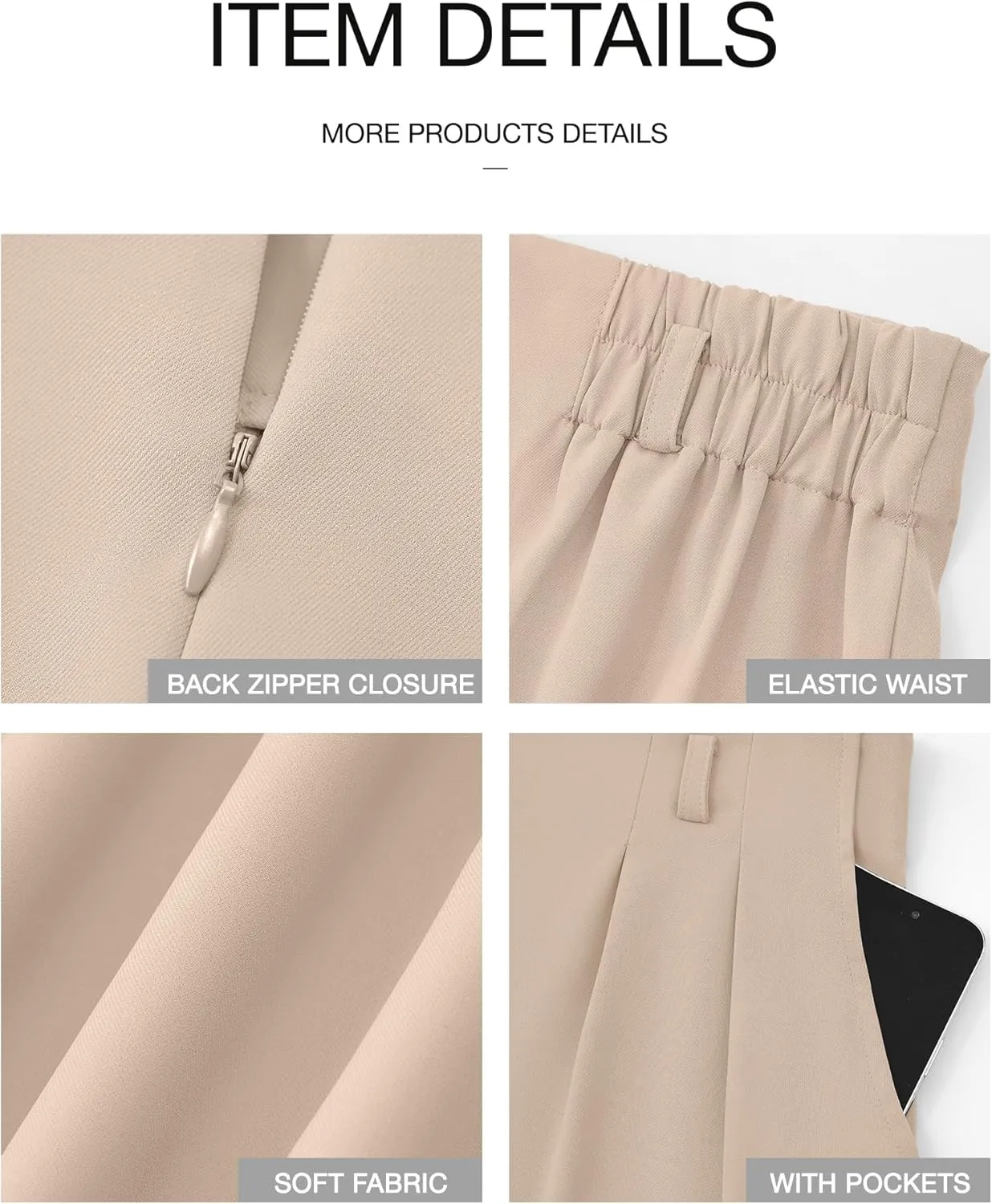 BTFBM Women's Elegant Flowy Dress Pants Front Pleated High Waisted Casual Wide Leg Loose Palazzo Trousers with Pockets