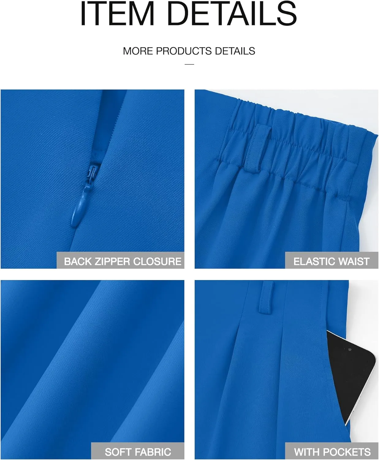 BTFBM Women's Elegant Flowy Dress Pants Front Pleated High Waisted Casual Wide Leg Loose Palazzo Trousers with Pockets
