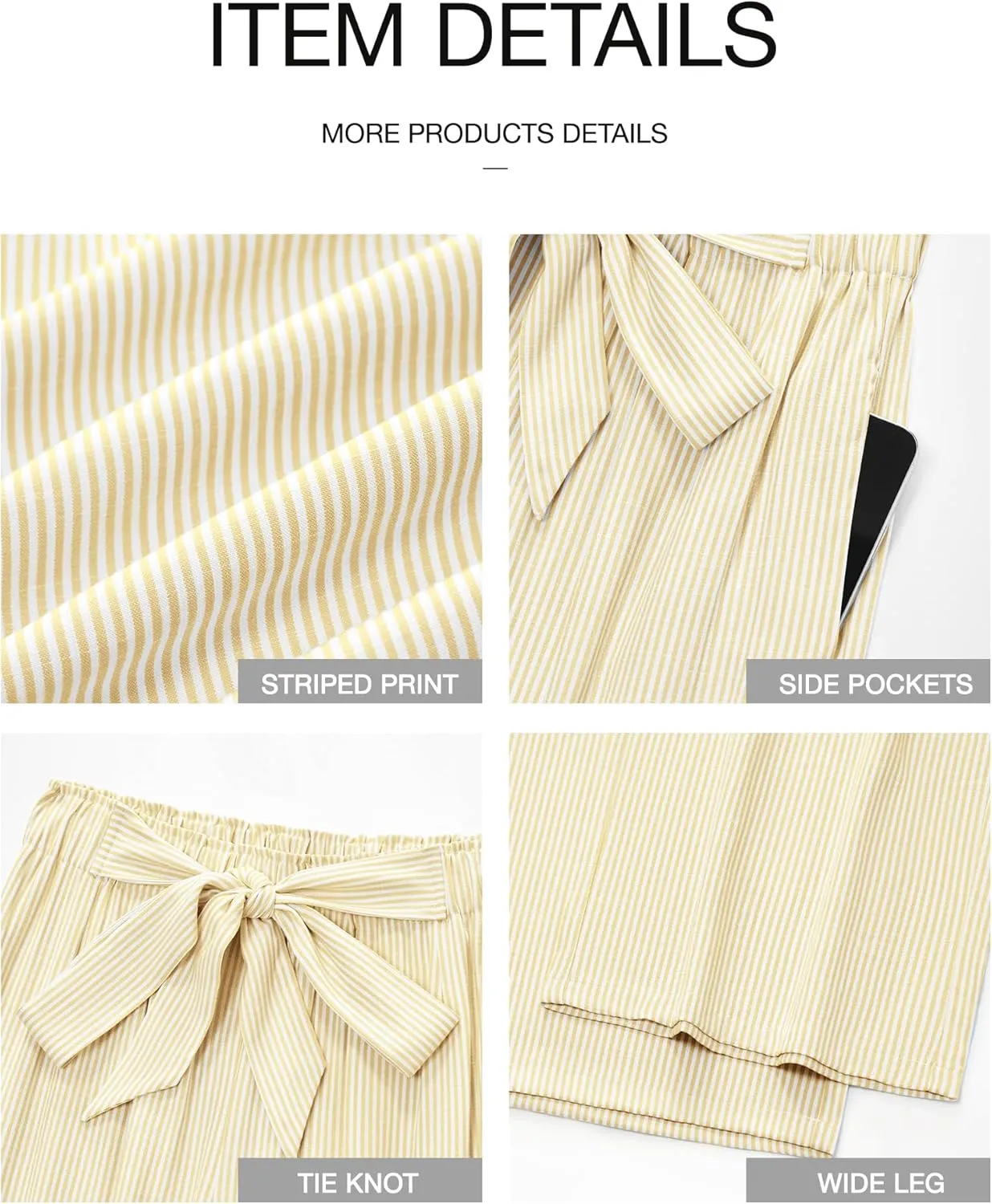BTFBM Womens Striped Wide Leg Pants Dressy High Waist Trousers Business Casual Loose Flowy Tie Knot Palazzo Pants