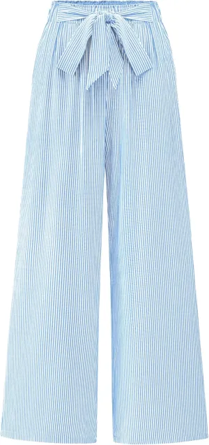 BTFBM Womens Striped Wide Leg Pants Dressy High Waist Trousers Business Casual Loose Flowy Tie Knot Palazzo Pants