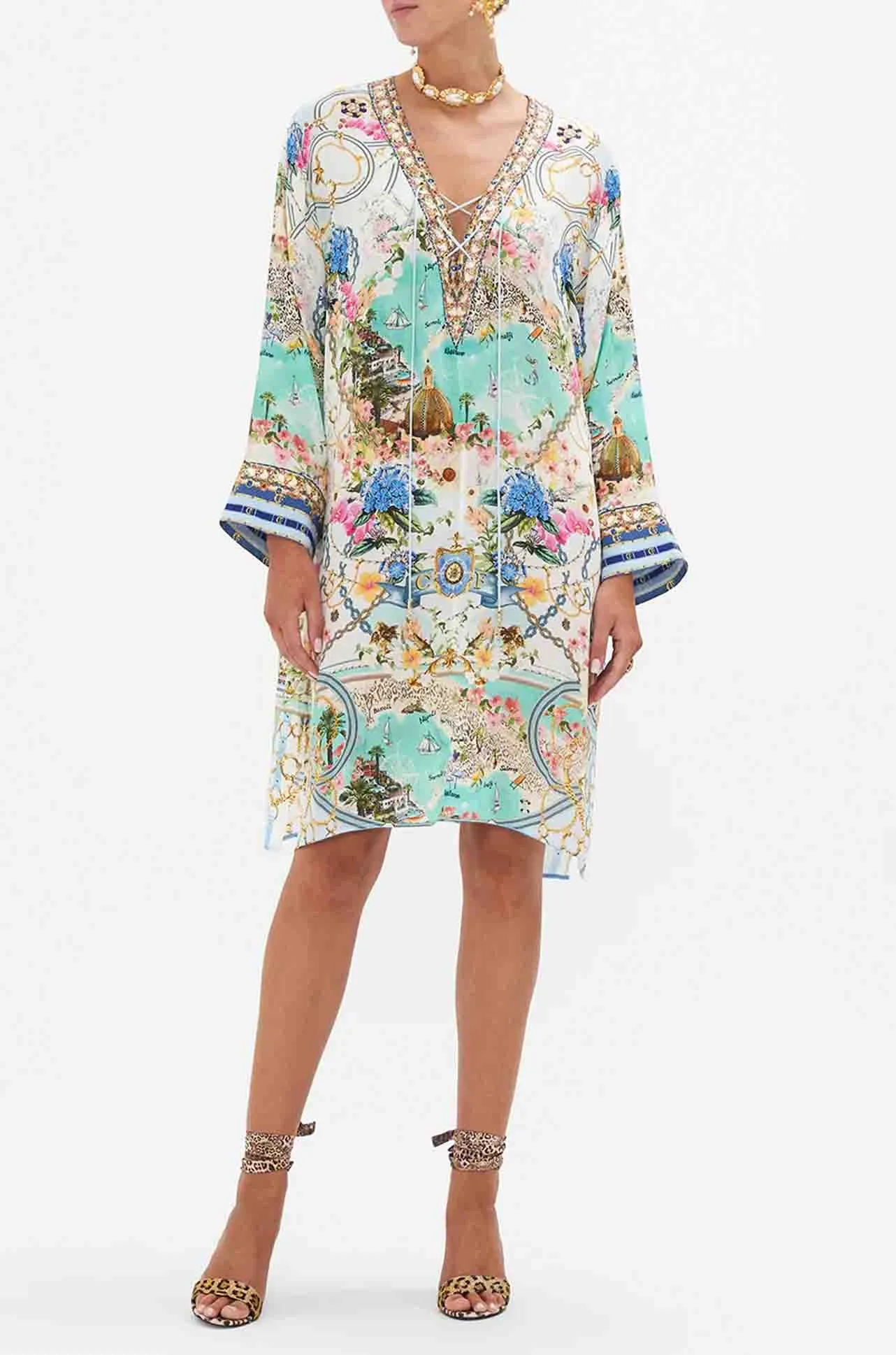 Camilla - Amalfi Lullaby Metal Eyelet Kaftan