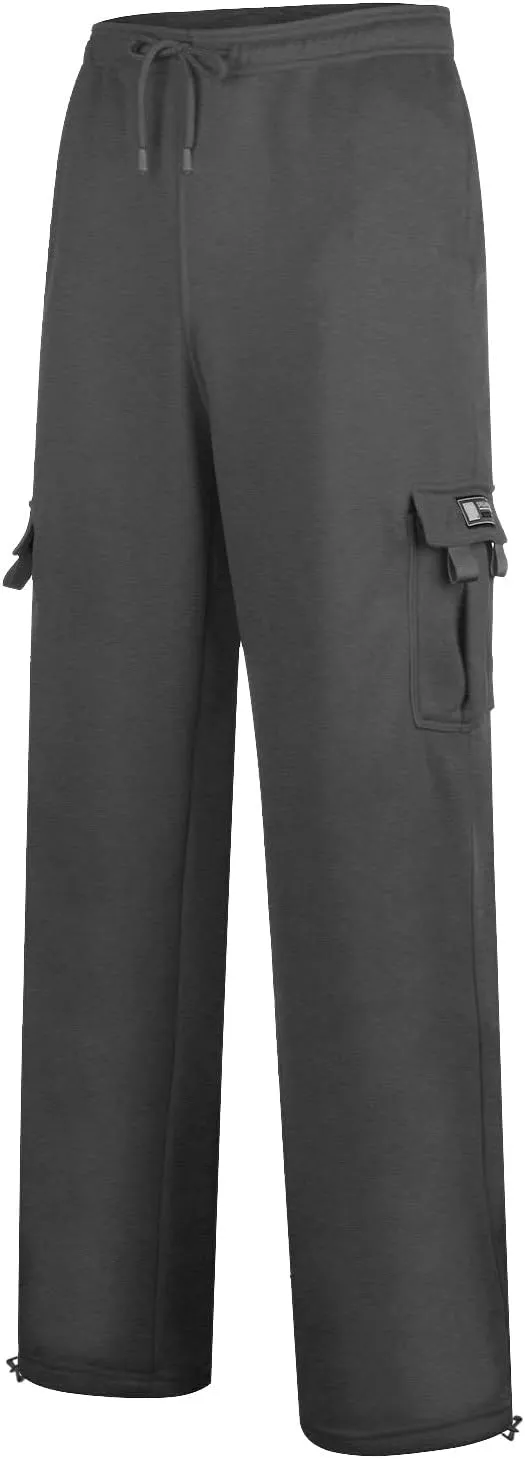 Cargo Pants for Men, Big and Tall Elastic Waist Cotton Sweatpants, Causal Solid Multi Pockets Joggers Athletic Pants