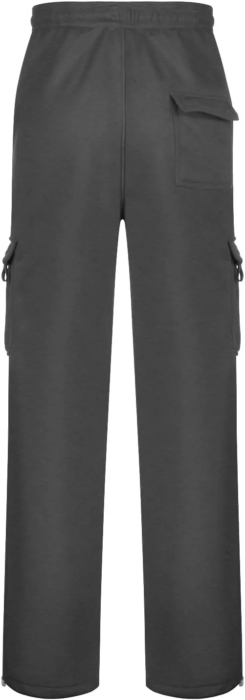 Cargo Pants for Men, Big and Tall Elastic Waist Cotton Sweatpants, Causal Solid Multi Pockets Joggers Athletic Pants