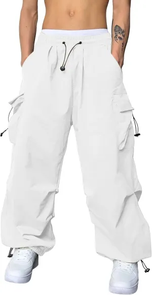 Cargo Pants for Men, Loose Fit Baggy Sweatpants, Casual Solid Color Pants with Pockets, Outdoor Drawstring Trousers