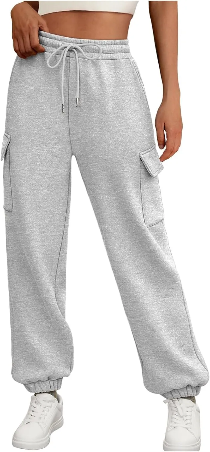 Cargo Sweatpants for Teen Girls Cinch Bottom Baggy Trousers High Waisted Soft with Pockets Lounge Pants Joggers Comfy