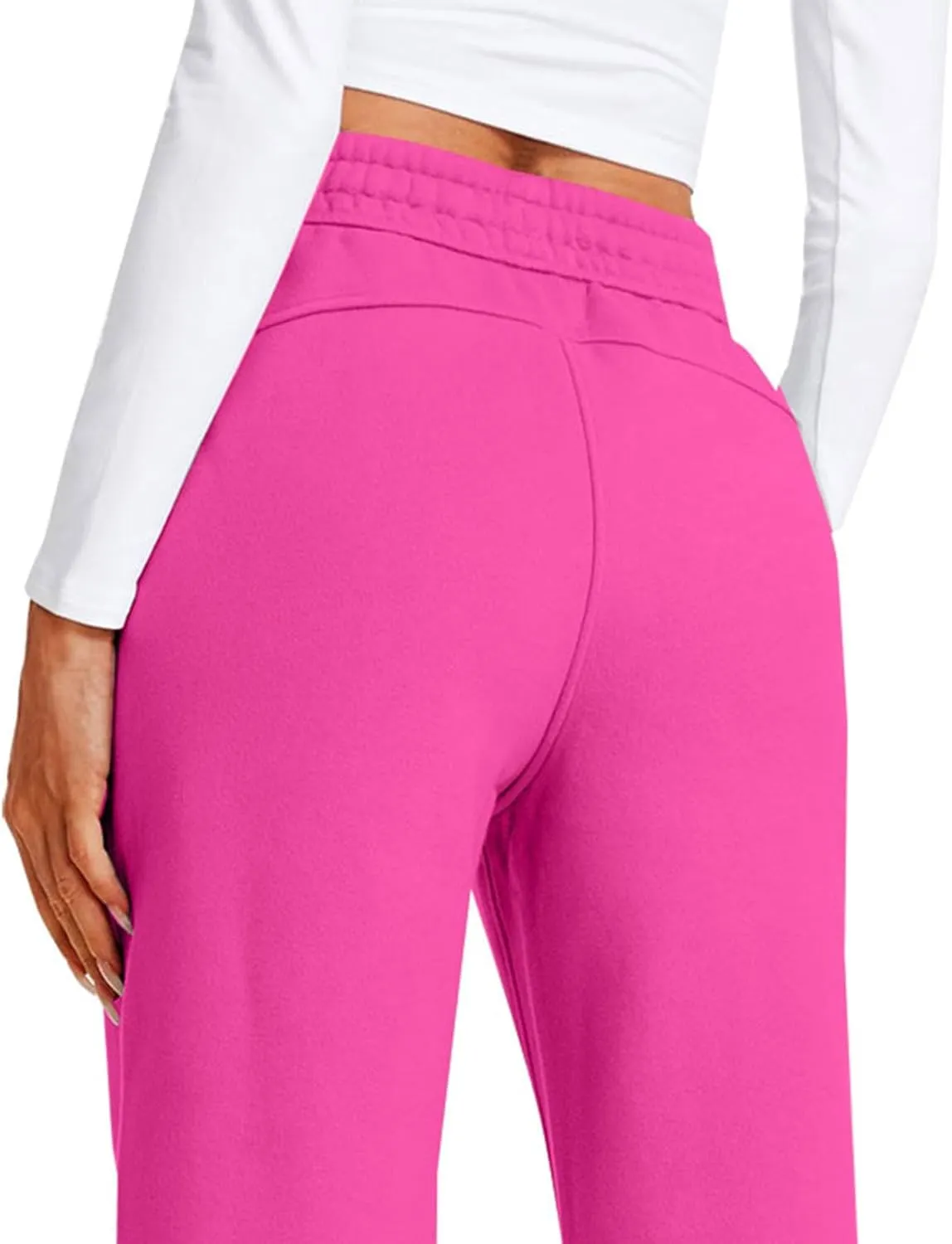Casual High Waist Drawstring Straight Leg Trousers Loose Fit Comfy Workout Athletic Yoga Pants with Pockets for Women