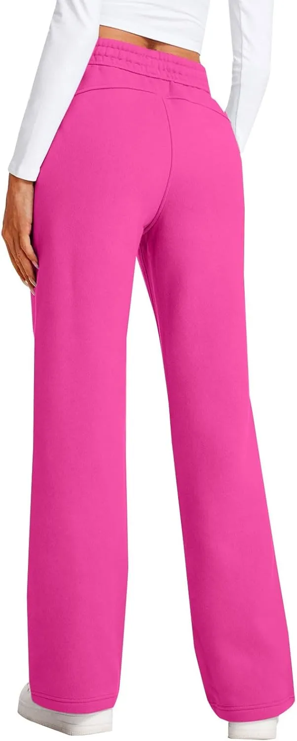 Casual High Waist Drawstring Straight Leg Trousers Loose Fit Comfy Workout Athletic Yoga Pants with Pockets for Women