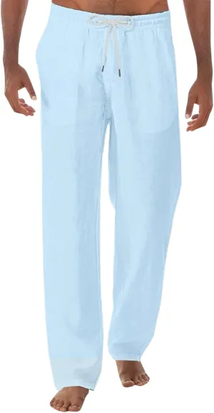 Casual Pants Men Summer Trouser Pants Casual Loose Joggers Lightweight Straight Stretch Sports Pants with Pockets