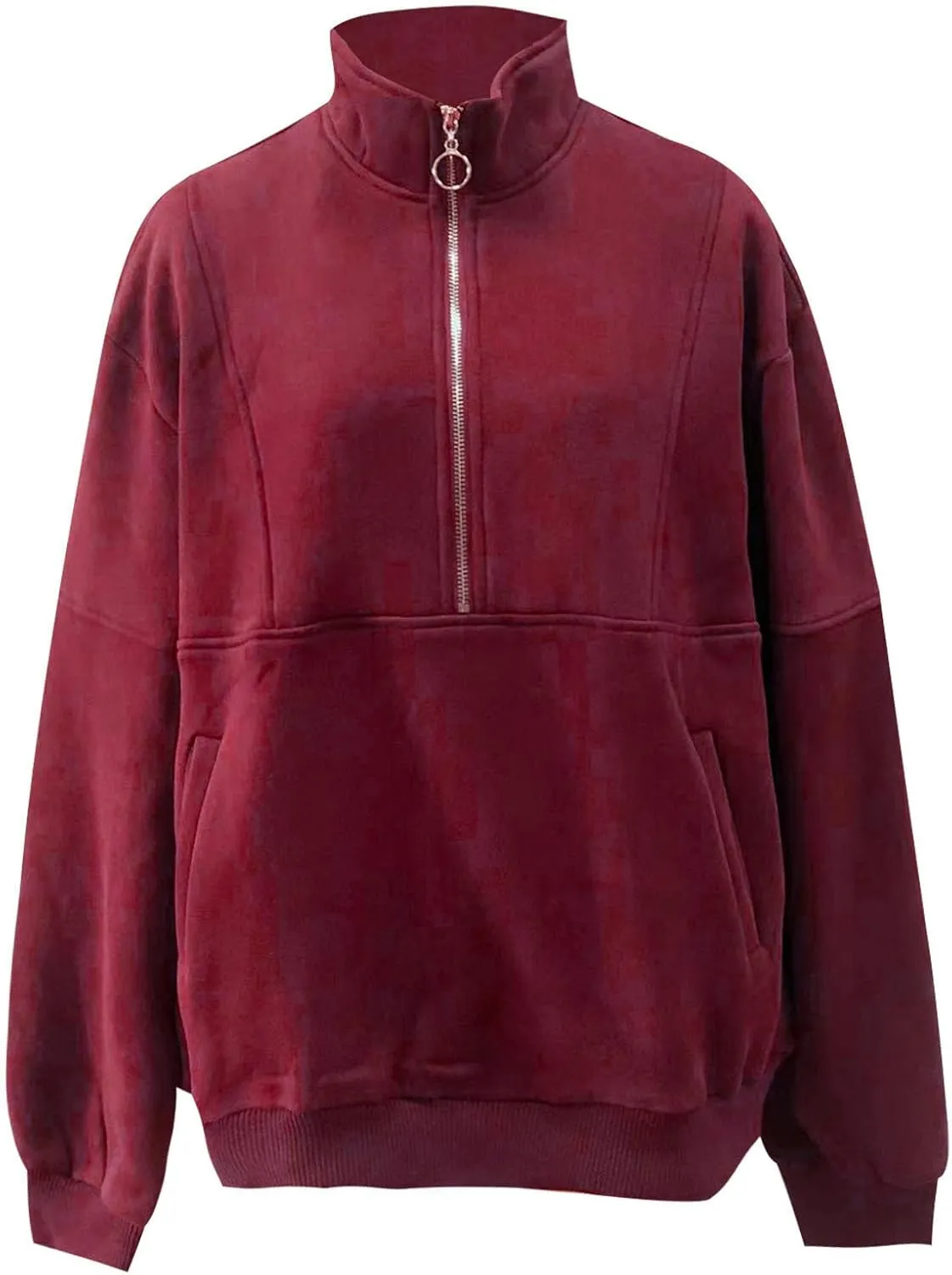Ceboyel Women Quarter Zip Oversized Sweatshirt Long Sleeve Pullover Tops 1/4 Zip Hoodie Trendy Teen Girls Clothing 2023