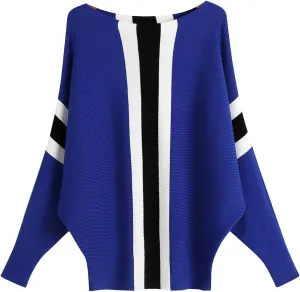 Ckikiou Womens Lightweight Oversized Boat Neck Sweaters Tops Dolman Batwing Sleeve Ribbed Knitted Pullovers