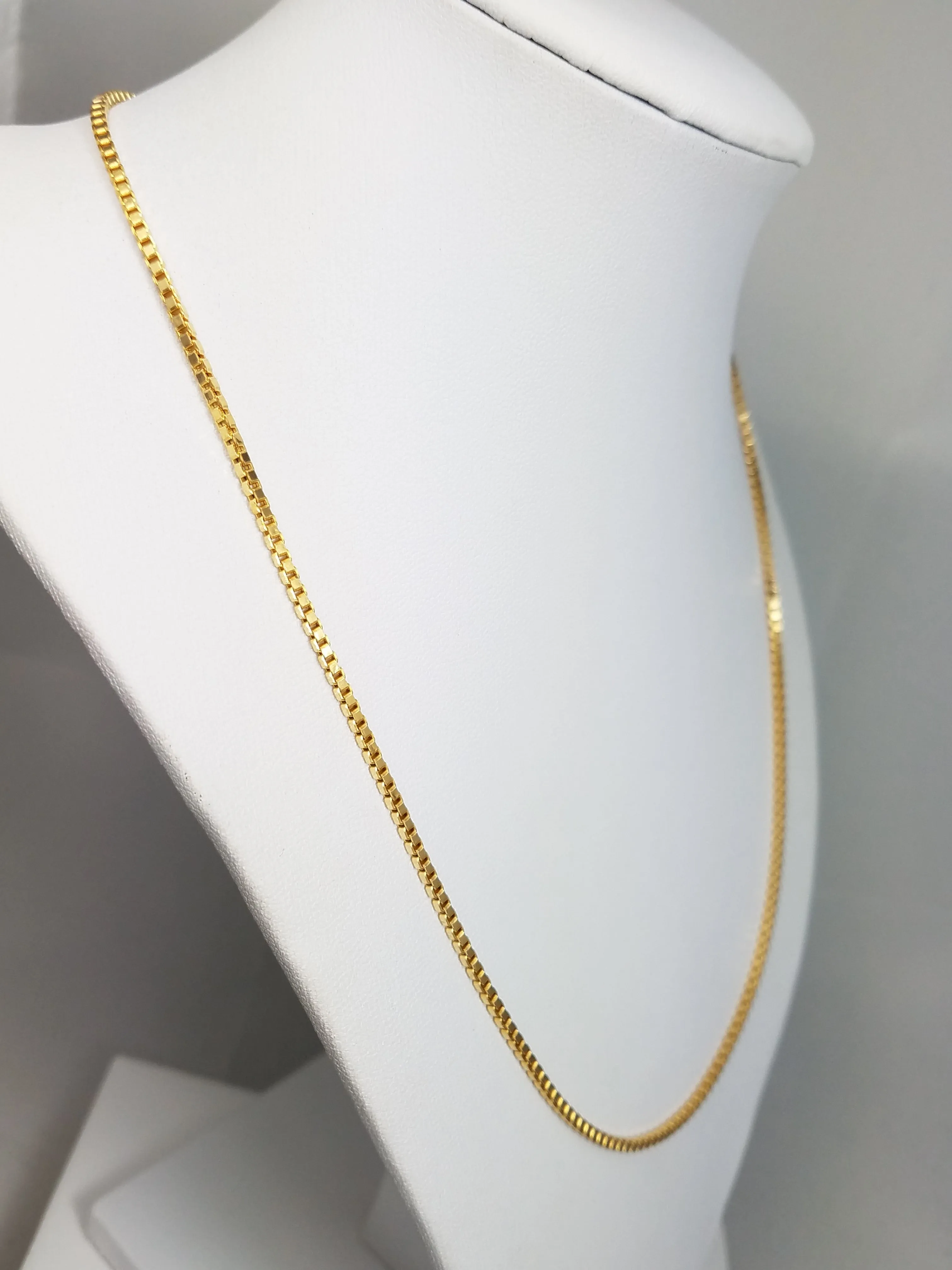 Classic 20" Solid 14k Yellow Gold Box Link Chain Necklace Italy