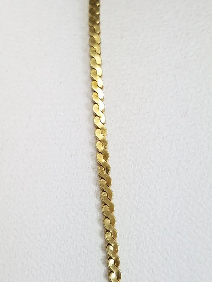 Classic 24" Solid 14k Yellow Gold Serpentine Chain Necklace Italy
