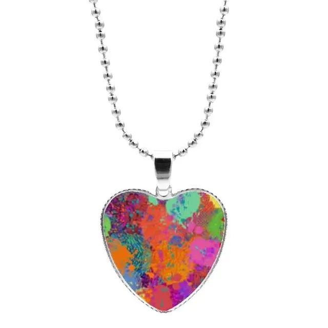 Colorful Jigsaw Puzzle Autism Awareness Hope Necklace Love Heart Shape Glass Cabochon Pendant Necklace Kids Autism Jewelry Gifts