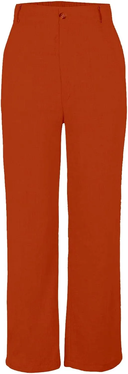 Comfy Wide Leg Cropped Pants for Women, Soft Cotton Linen Lounge Trousers, Elastic Waist Summer Casual Wear