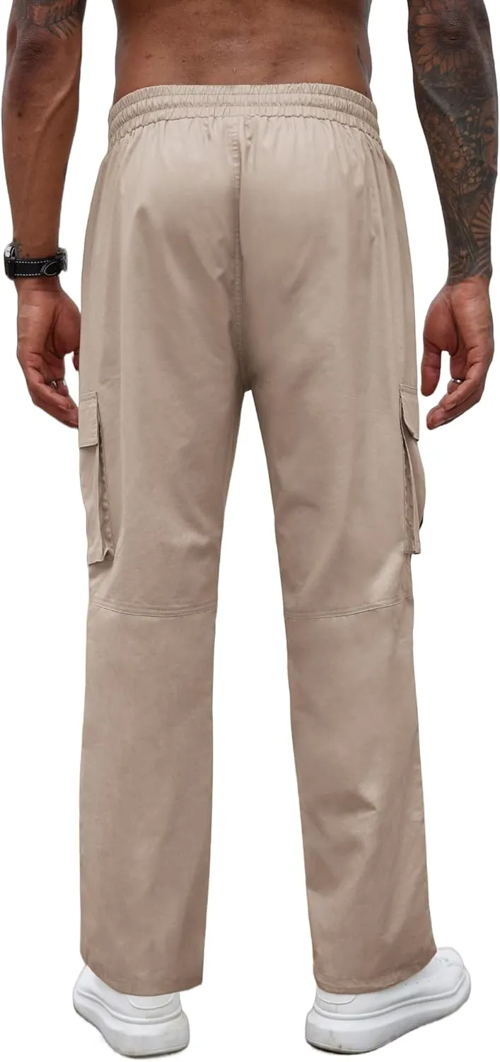 COOFANDY Men's Casual Cargo Pants Cotton Drawstring Athletic Jogger Sweatpants