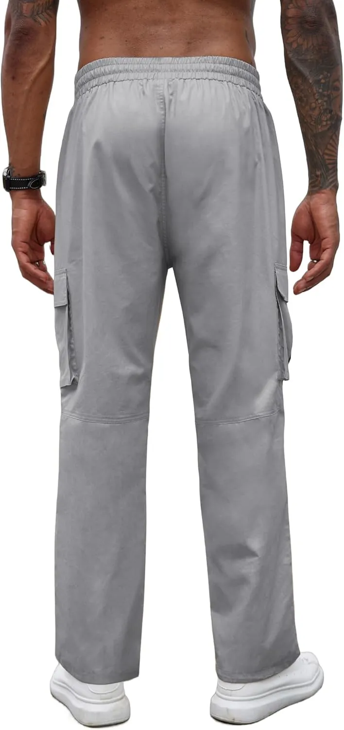 COOFANDY Men's Casual Cargo Pants Cotton Drawstring Athletic Jogger Sweatpants