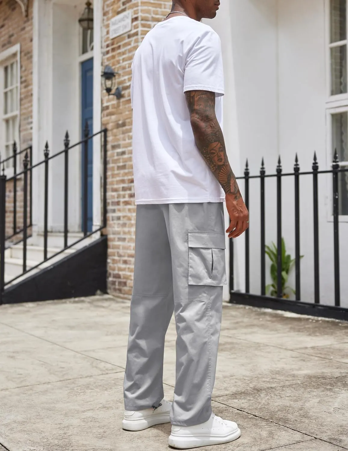 COOFANDY Men's Casual Cargo Pants Cotton Drawstring Athletic Jogger Sweatpants