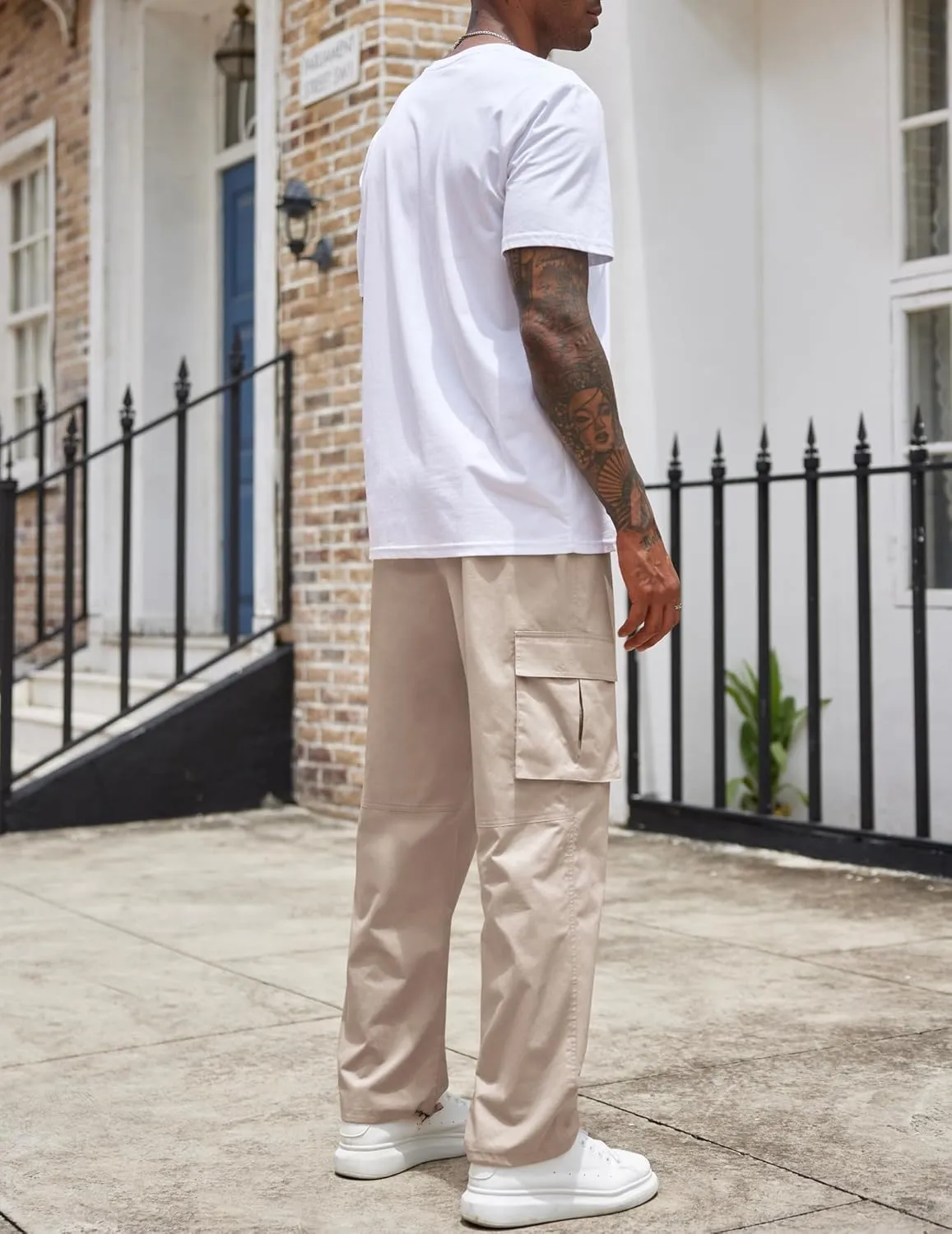 COOFANDY Men's Casual Cargo Pants Cotton Drawstring Athletic Jogger Sweatpants